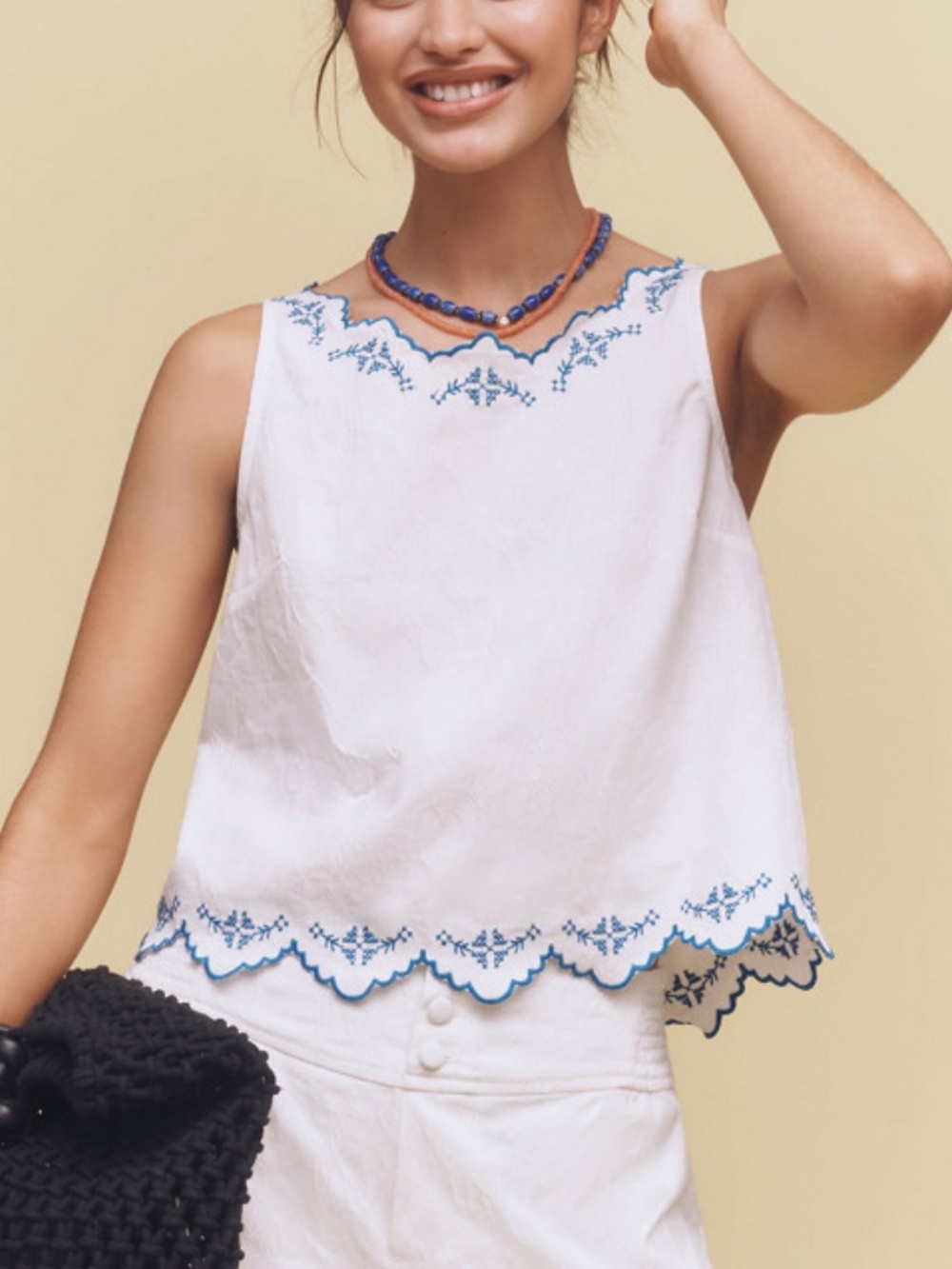 Maeve Embroidered Scallop Hem blouse